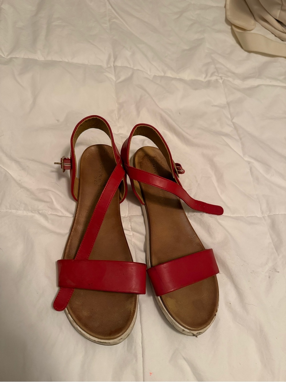Women's Red Strappy Slingback Sandals - Picture 3 of 3